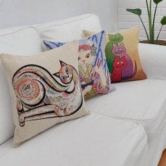 Goblen Dokuma Kırlent Kılıfı 3lü Karışık Kombin Set