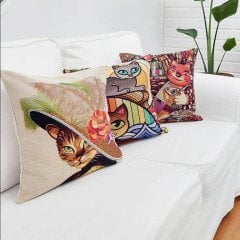 Goblen Dokuma Kırlent Kılıfı 3lü Karışık Kombin Set