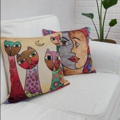 Goblen Dokuma Kırlent Kılıfı 2 li Kombin Set