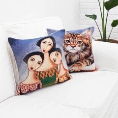 Goblen Dokuma Kırlent Kılıfı 2 li Kombin Set