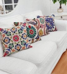Goblen Dokuma Kırlent Kılıfı 4'lü Karışık Kombin Set