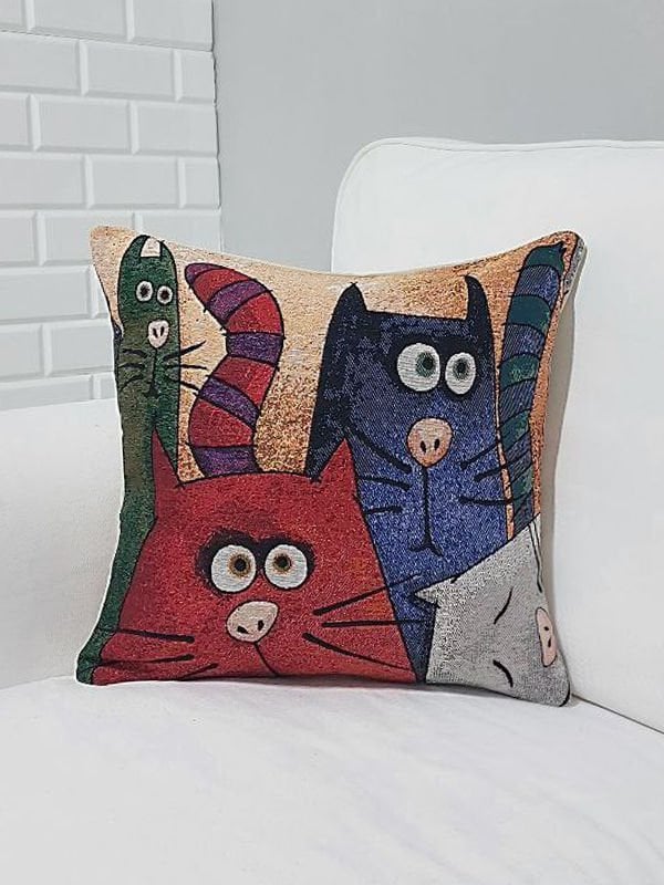 Goblen Dokuma Kırlent Kılıfı 43x43cm